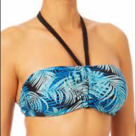 Time and Tru Womens 2pc Blue Palm Leaf Print Bikini Set Size XL-1X 16/18 - Picture 3 of 12